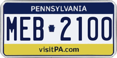 PA license plate MEB2100