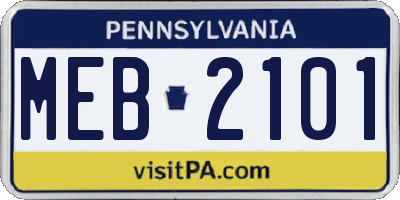 PA license plate MEB2101