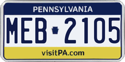 PA license plate MEB2105