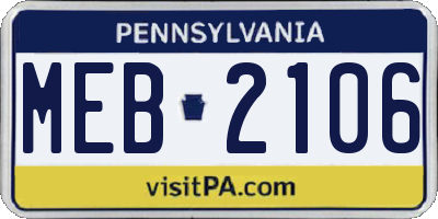 PA license plate MEB2106