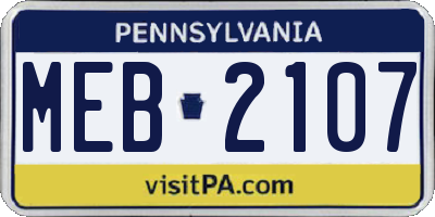 PA license plate MEB2107