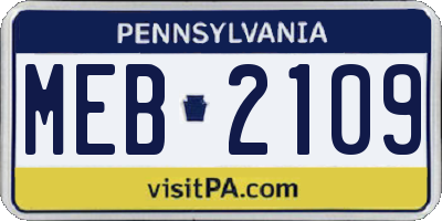 PA license plate MEB2109