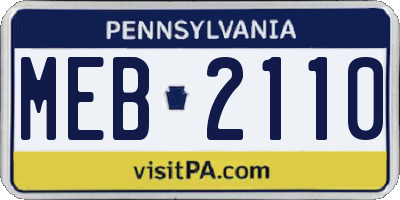 PA license plate MEB2110