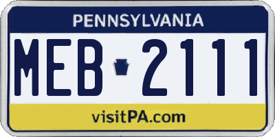 PA license plate MEB2111