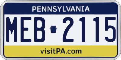 PA license plate MEB2115