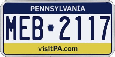 PA license plate MEB2117