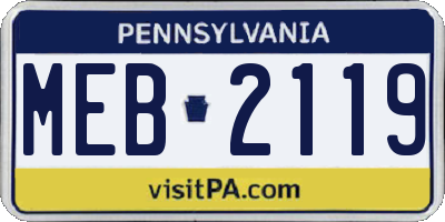 PA license plate MEB2119