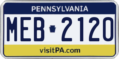 PA license plate MEB2120