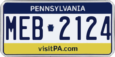PA license plate MEB2124