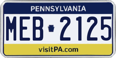PA license plate MEB2125