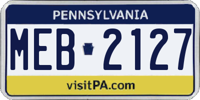 PA license plate MEB2127
