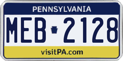 PA license plate MEB2128