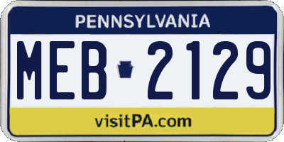 PA license plate MEB2129