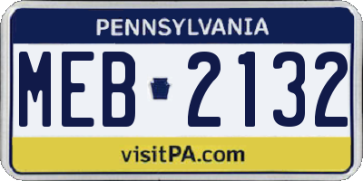 PA license plate MEB2132