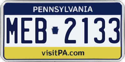 PA license plate MEB2133