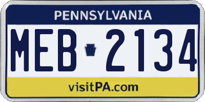 PA license plate MEB2134