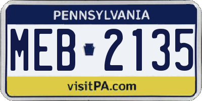 PA license plate MEB2135