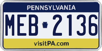 PA license plate MEB2136