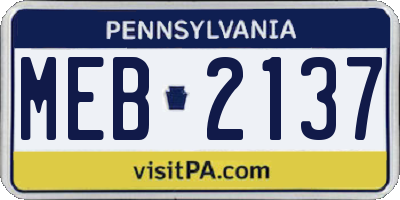 PA license plate MEB2137