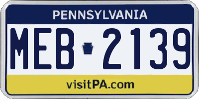 PA license plate MEB2139