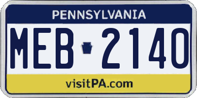 PA license plate MEB2140