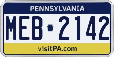 PA license plate MEB2142