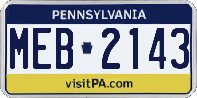 PA license plate MEB2143