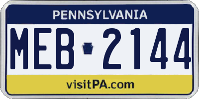 PA license plate MEB2144