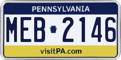 PA license plate MEB2146