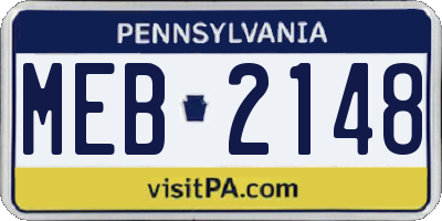 PA license plate MEB2148