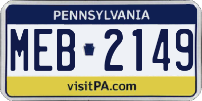 PA license plate MEB2149