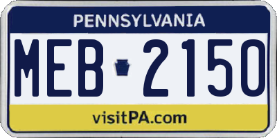 PA license plate MEB2150