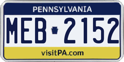 PA license plate MEB2152