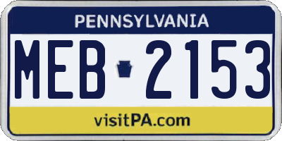 PA license plate MEB2153