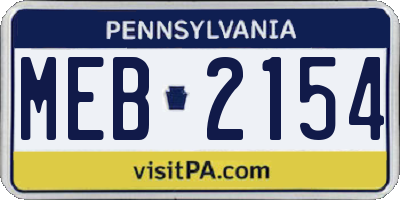 PA license plate MEB2154