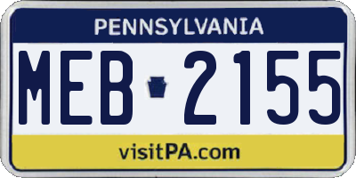 PA license plate MEB2155