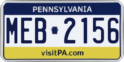 PA license plate MEB2156
