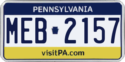 PA license plate MEB2157