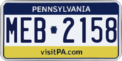 PA license plate MEB2158
