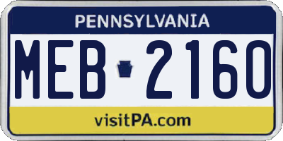 PA license plate MEB2160