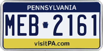 PA license plate MEB2161