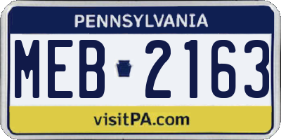 PA license plate MEB2163