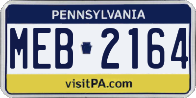 PA license plate MEB2164