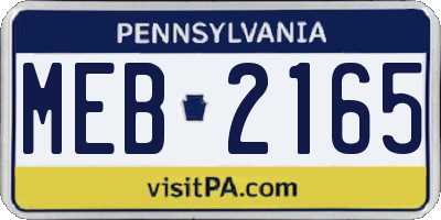PA license plate MEB2165
