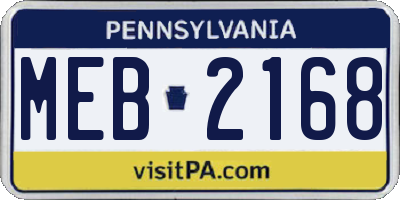 PA license plate MEB2168