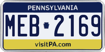 PA license plate MEB2169