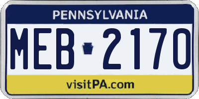PA license plate MEB2170