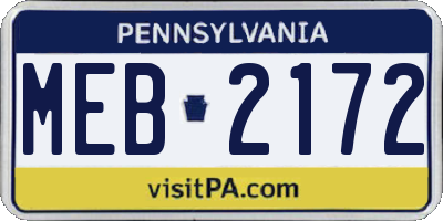 PA license plate MEB2172
