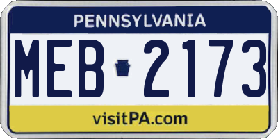 PA license plate MEB2173
