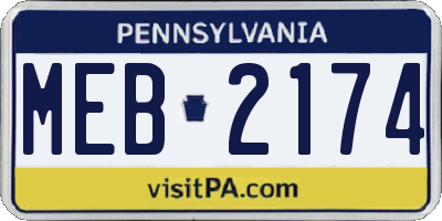 PA license plate MEB2174